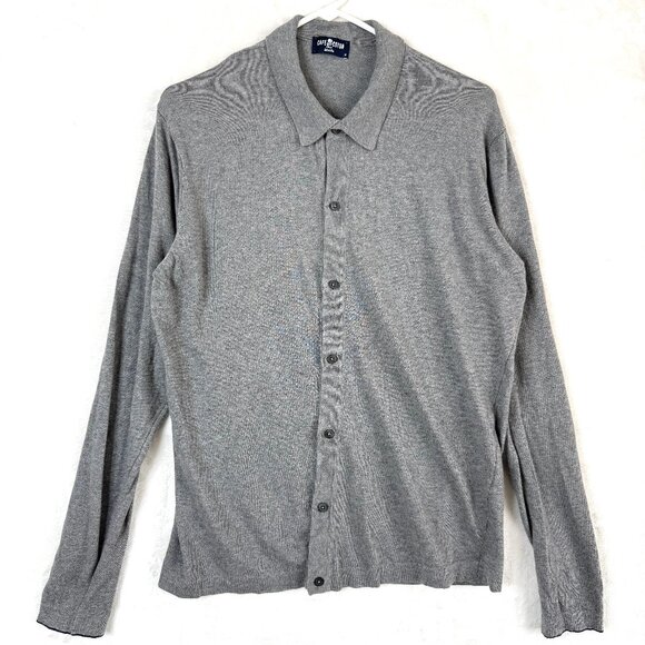 CAFE COTON Paris Portofino Preppy Collared Cotton Cardigan Sweater Mens L Gray - Picture 1 of 8